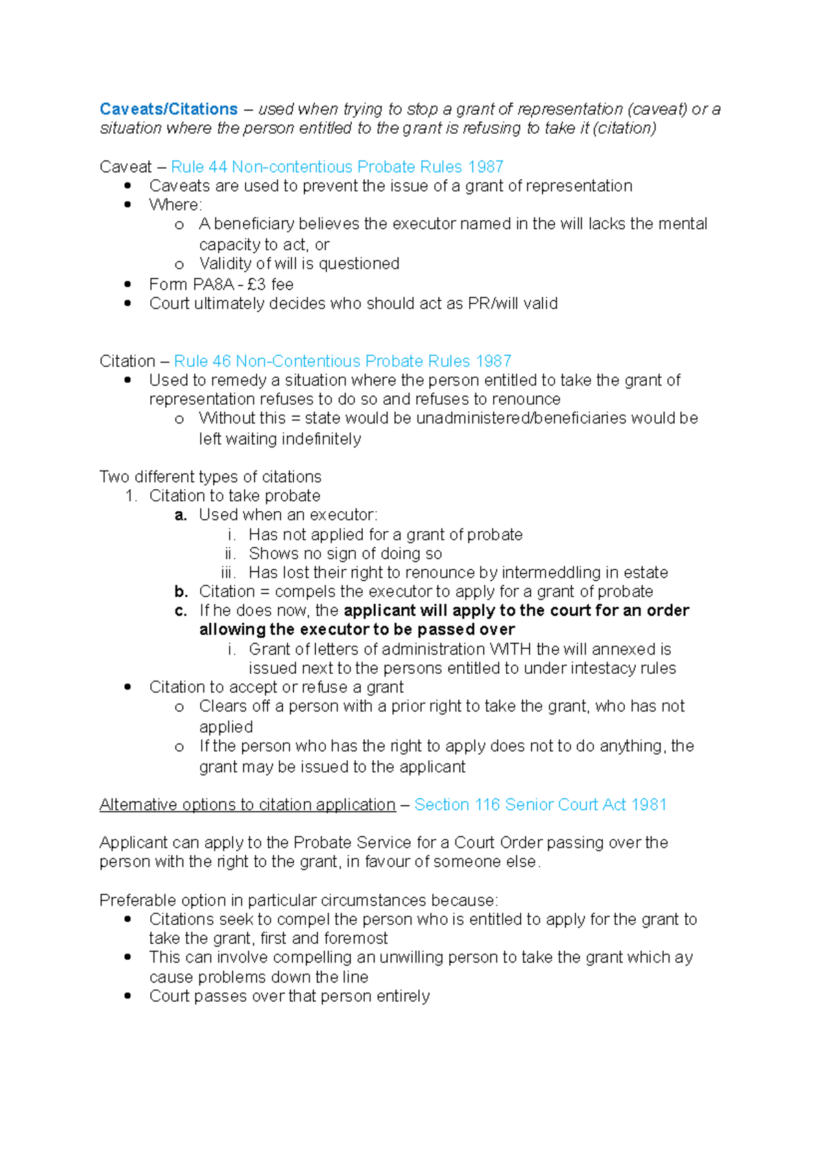 Caveats and Citations - N/A - Caveats/Citations – used when trying 