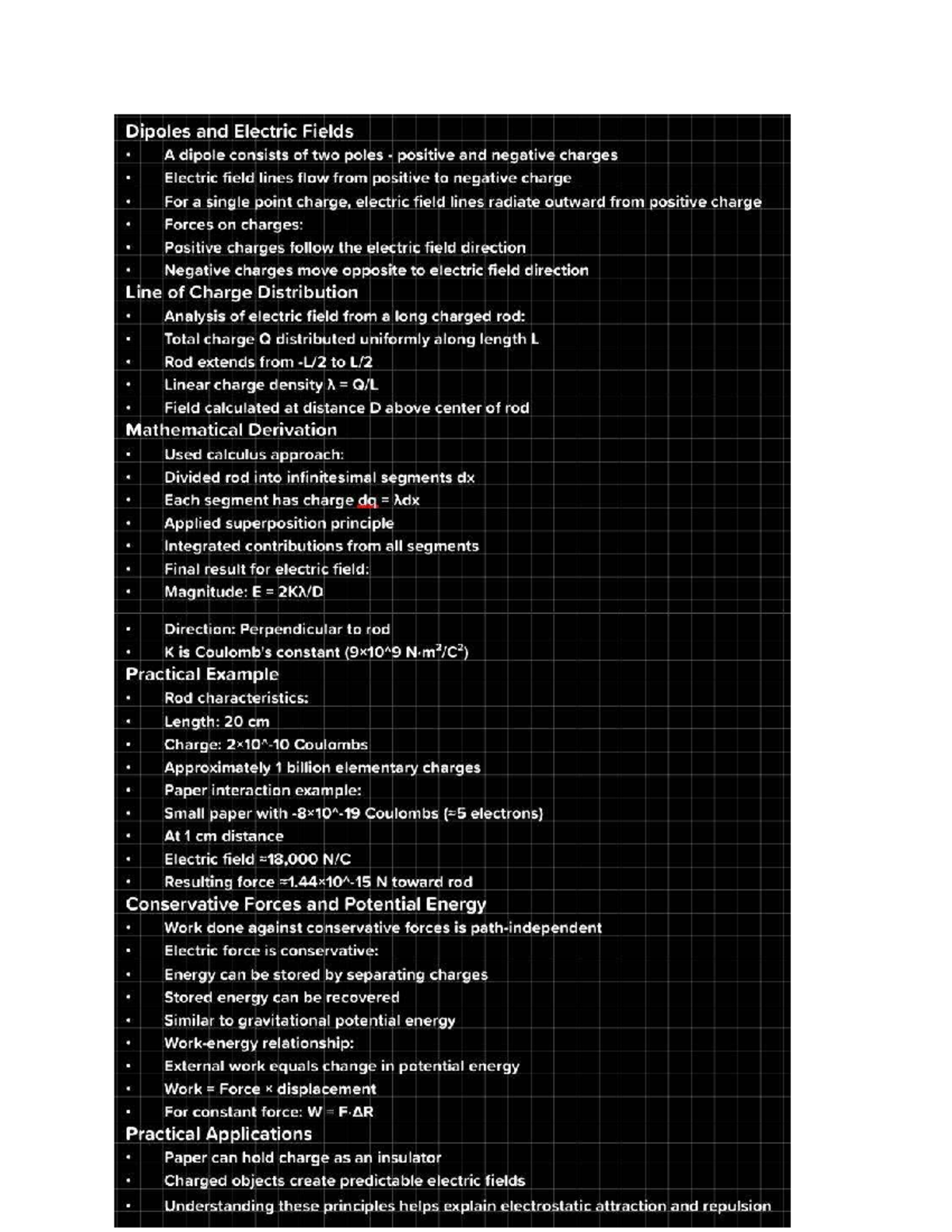 Physics Course Notes: Key Concepts and Formulas for Study - Dipoles and ...