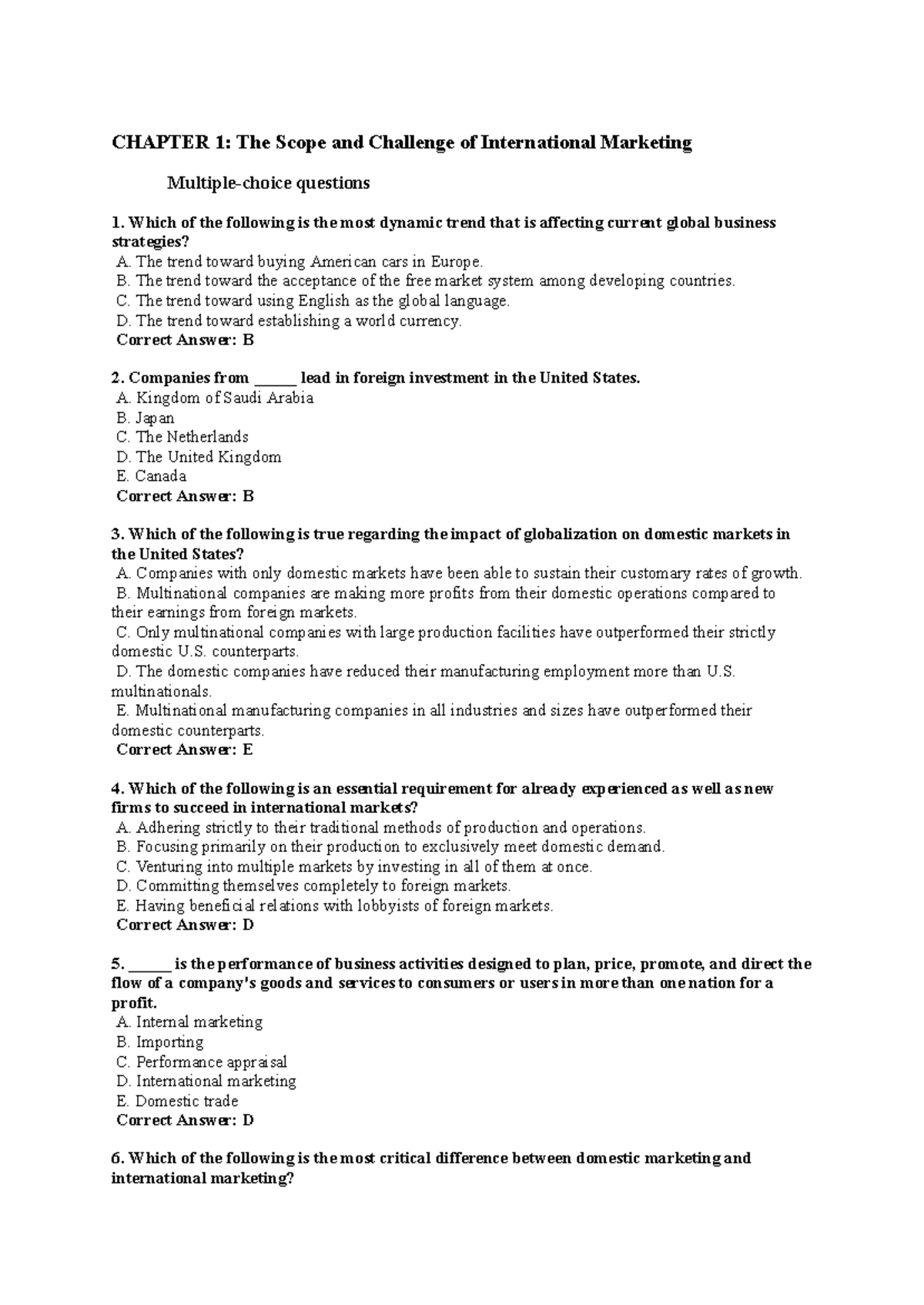 IM Midterm Review - Key Concepts in International Marketing - Studocu