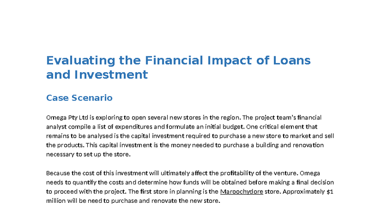 Evaluating Financing Options for Omega Pty Ltd: Case Study Analysis ...