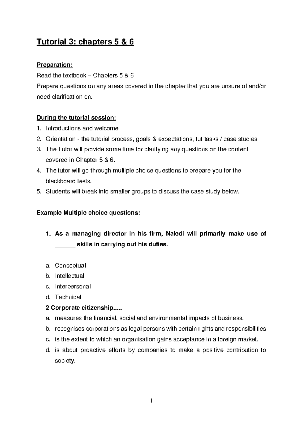 Tutorial 3: Chapter 5 & 6 Preparation for Entrepreneurship - Studocu