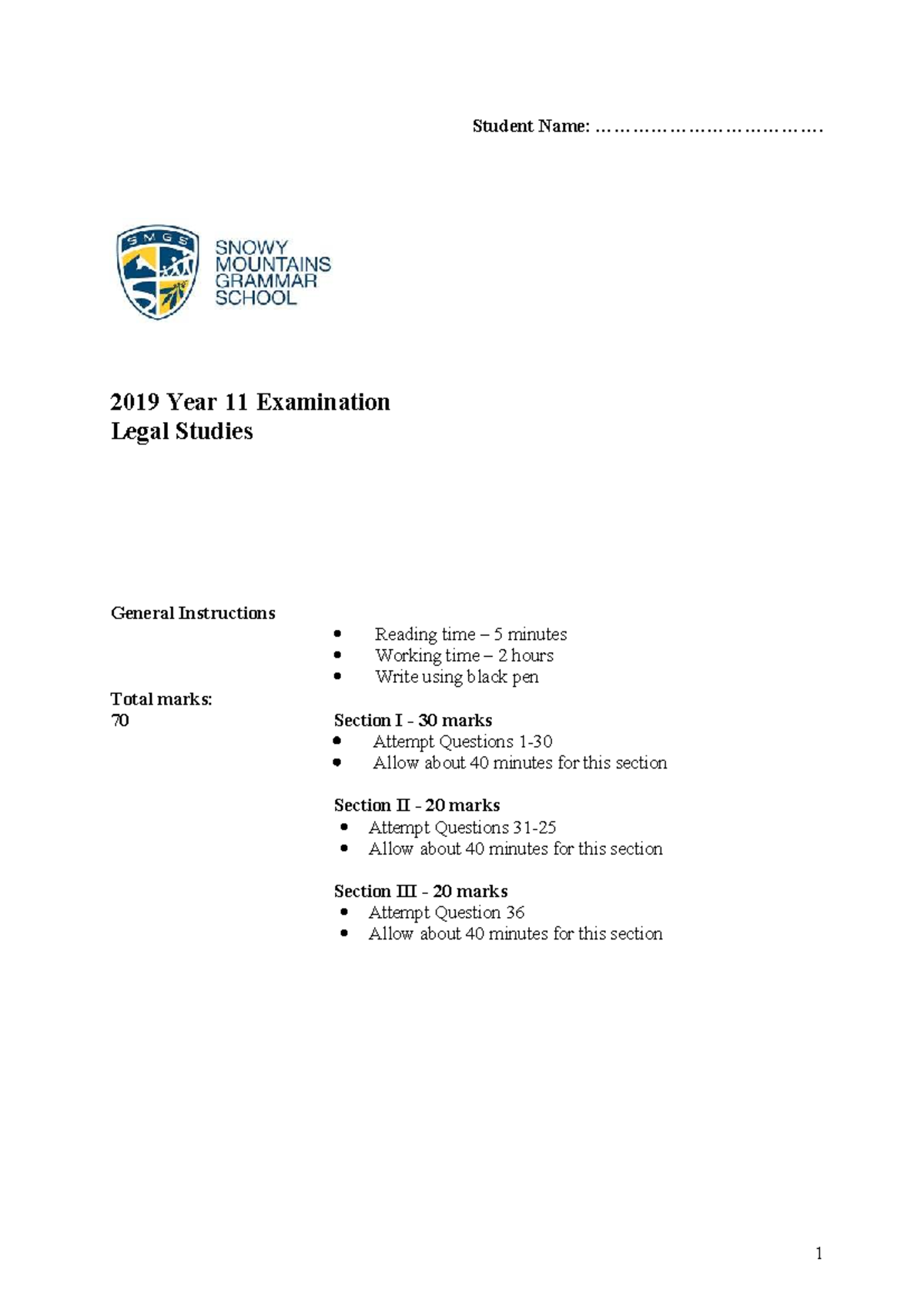 Year 11 Legal Studies Final Exam 2019 - Comprehensive Review Guide ...