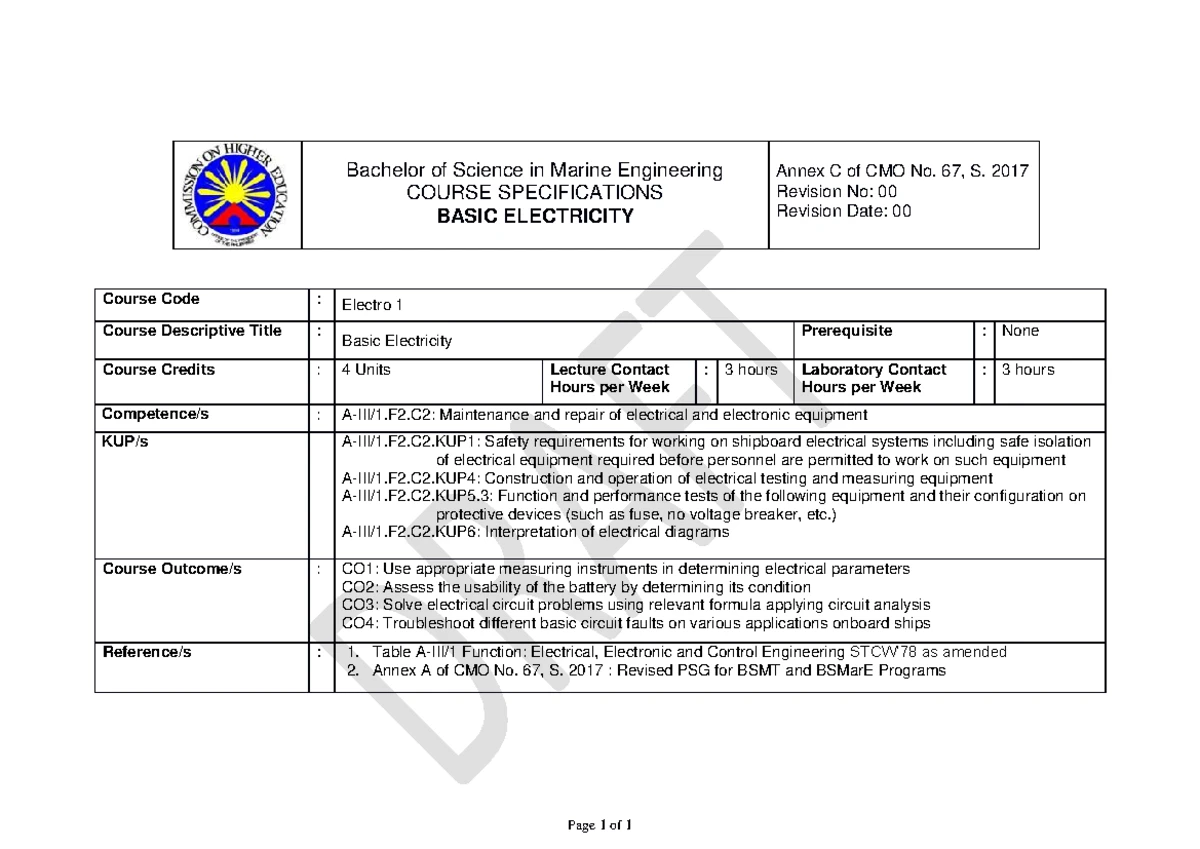 Electro 2: Basic Electronics Course Specifications (2018-2019) - Studocu