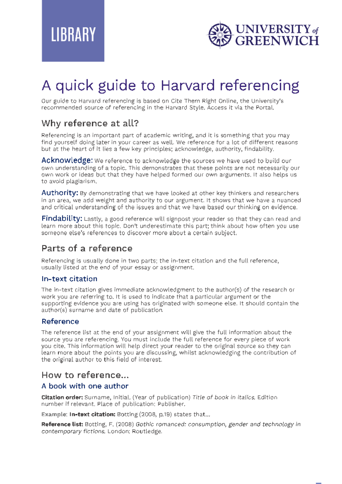 Harvard Referencing Guide for University of Greenwich Students - Studocu