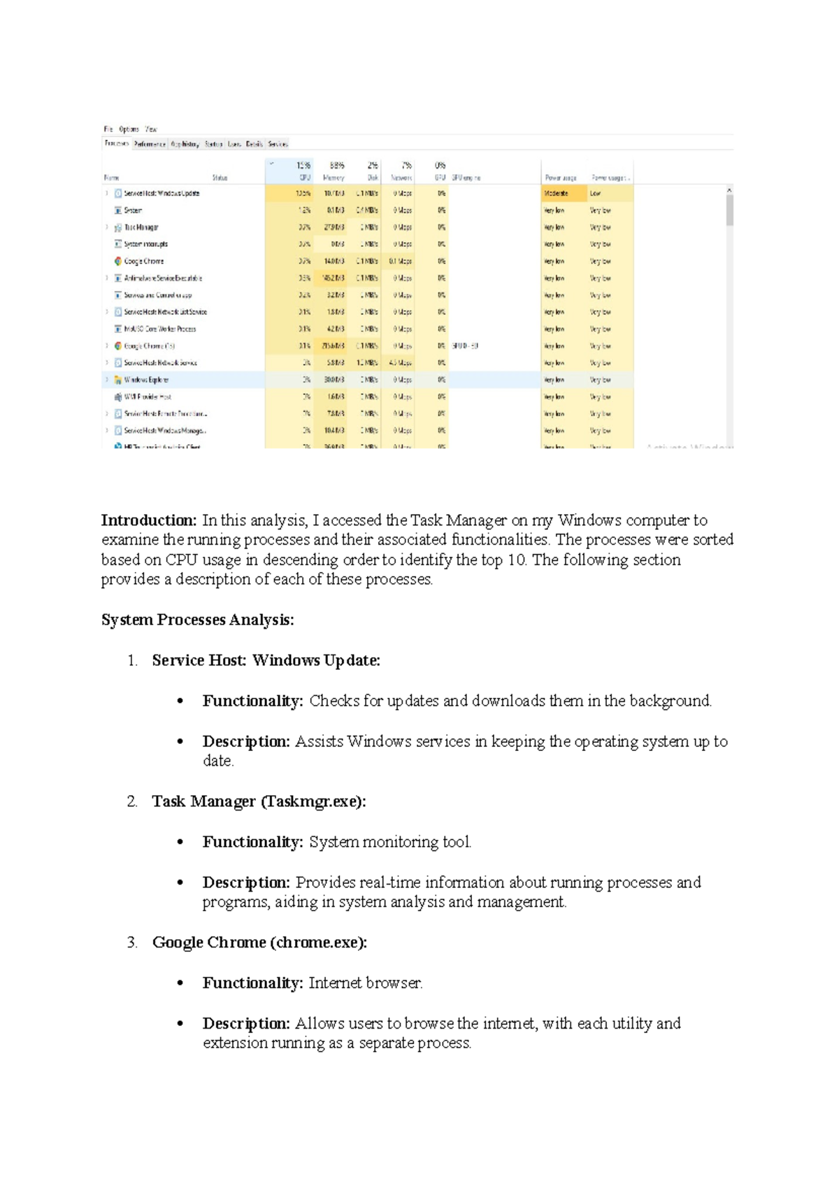 Wau2 - Analysis of Top 10 Windows Processes and Functions - Studocu