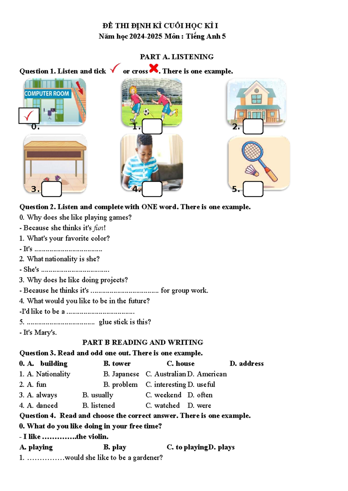 TA5 - Final Exam Listening & Reading Practice for English 5 - Studocu