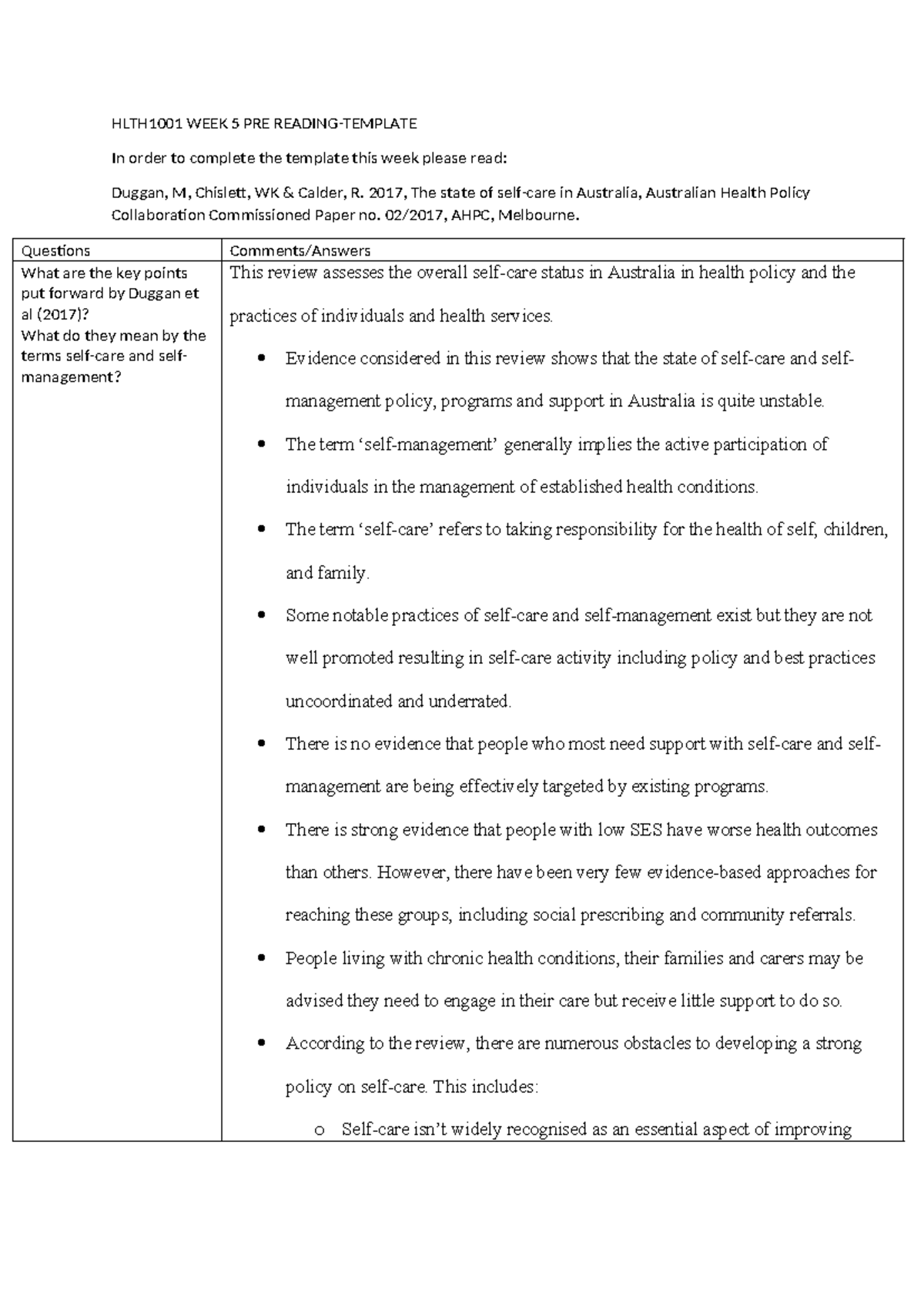 HLTH1001 WEEK 5 Tutorial Reading Template - HLTH1001 WEEK 5 PRE READING ...
