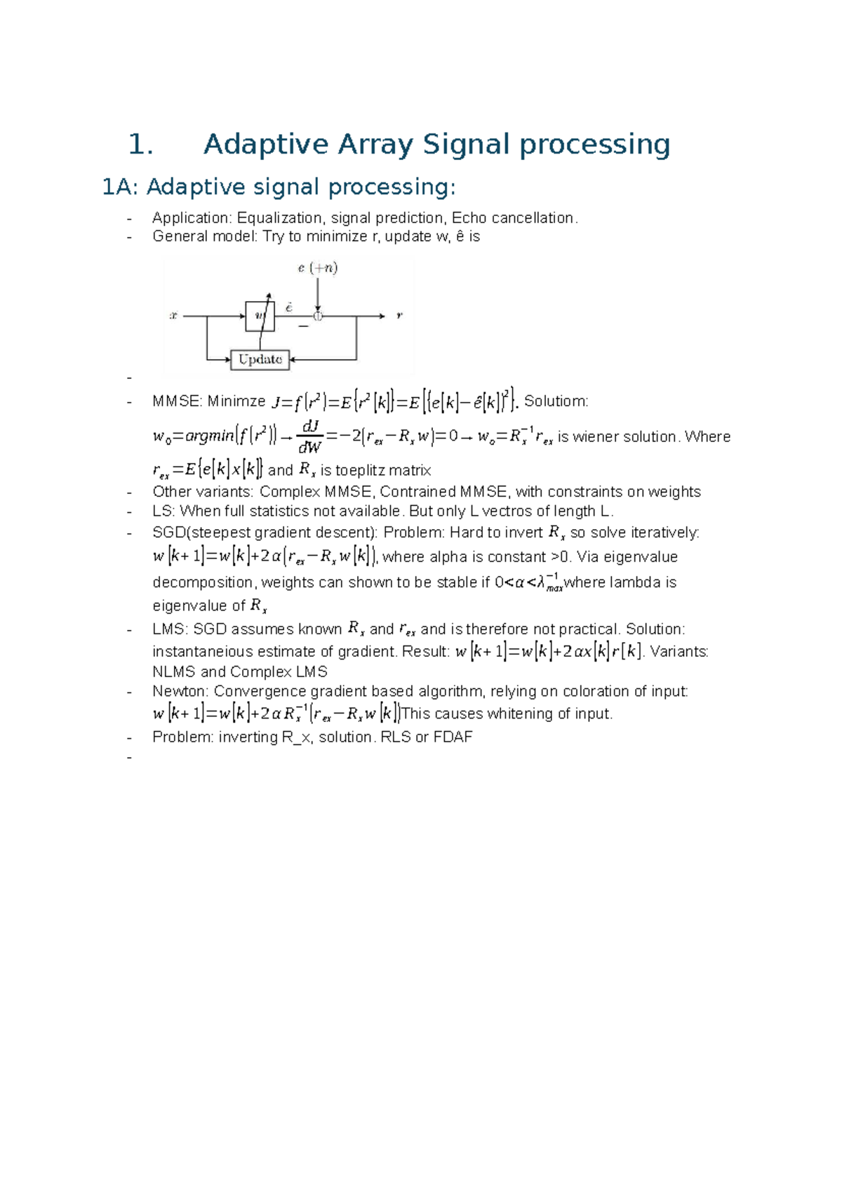 Adaptive array signal processing 5SSC0: Techniques and applications ...