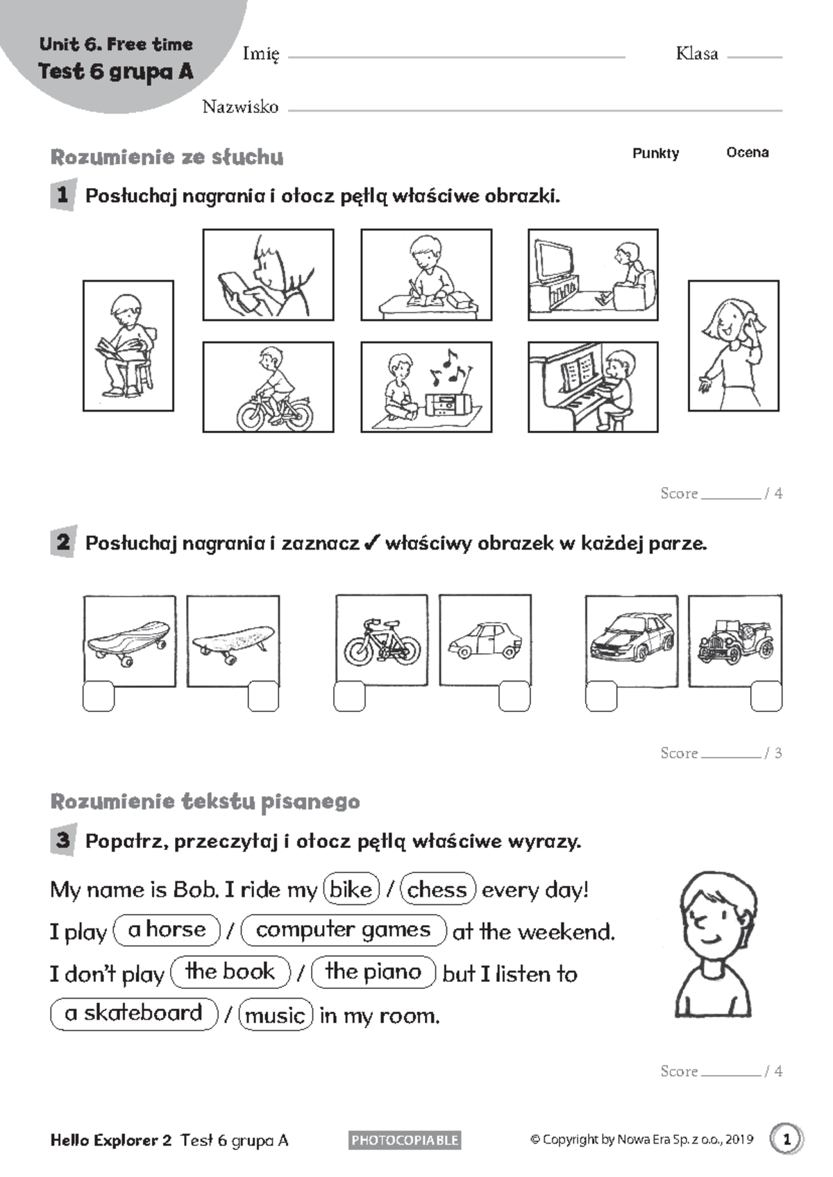 Sprawdzian Unit Clothes Hello Explorer 2