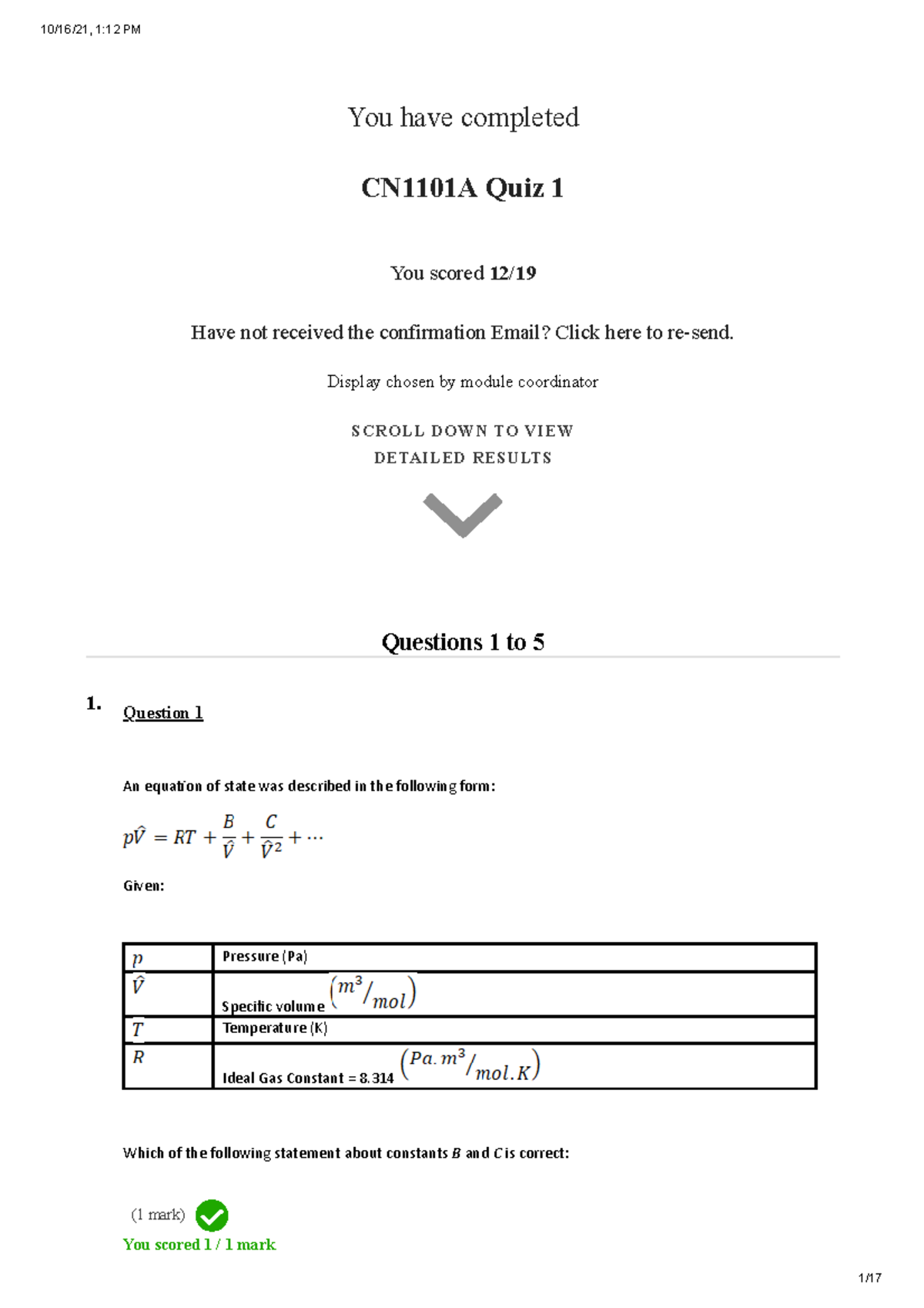 CN1101A Quiz 1 Results and Analysis - Studocu