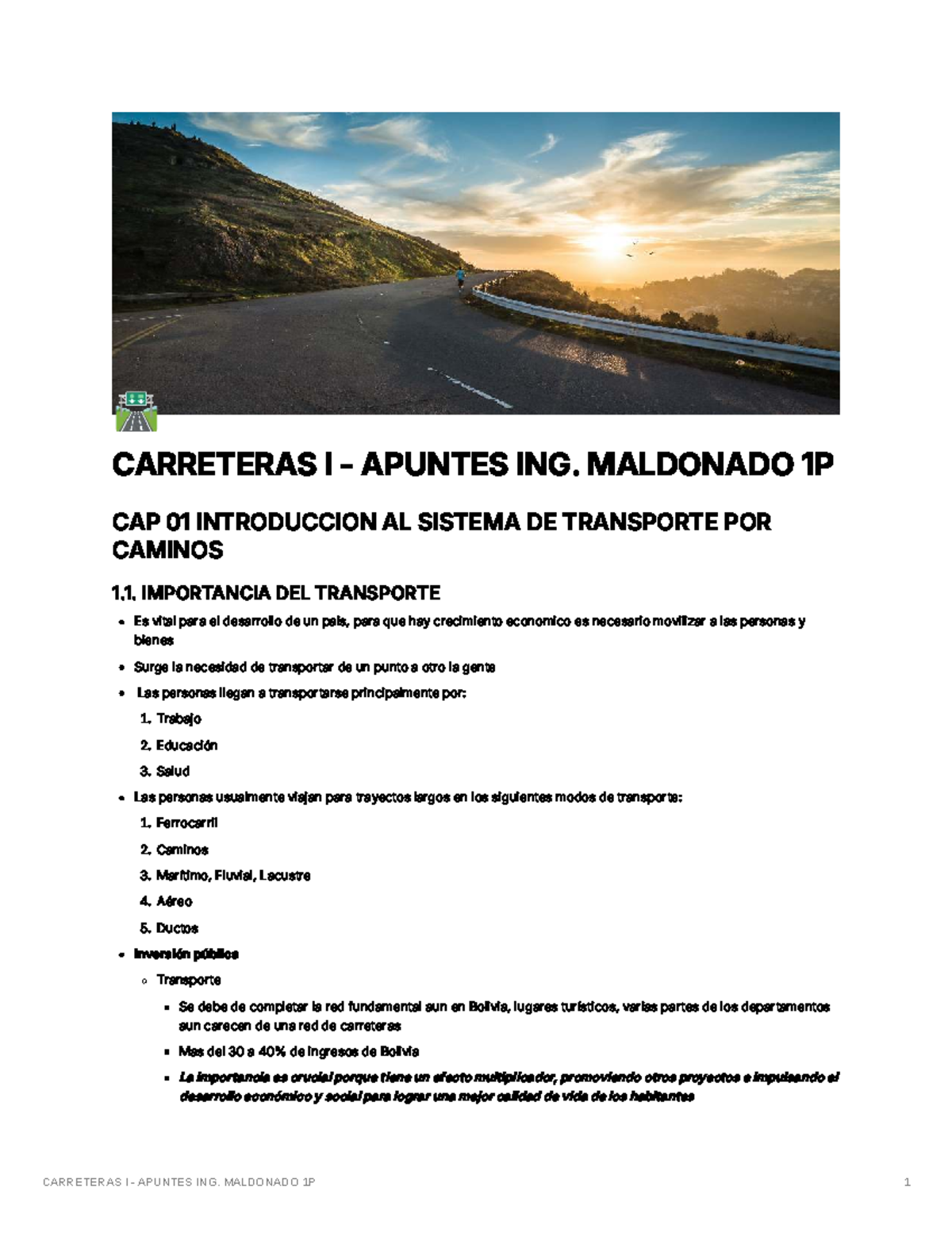 CARRETERAS I APUNTES ING. MALDONADO 1P CAP 01 INTRODUCCIÓN AL ...