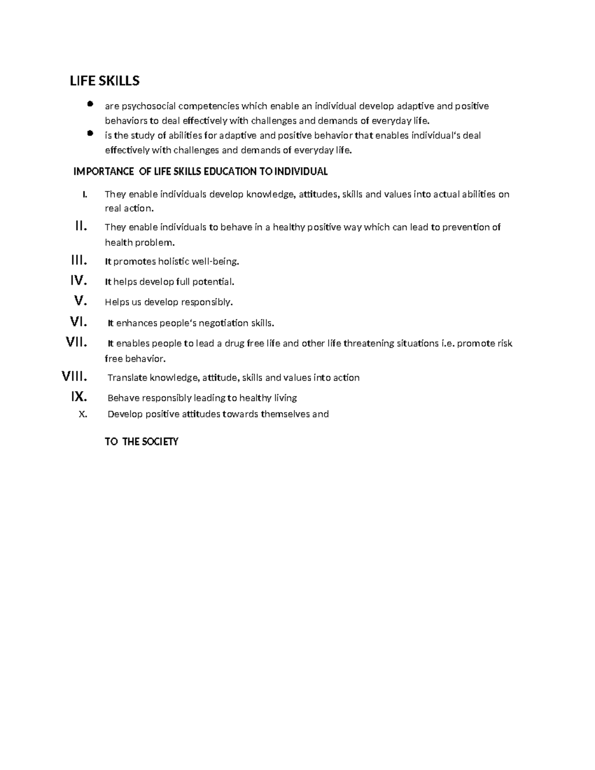 LIFE SKILLS: Essential Notes for Personal Development - Studocu