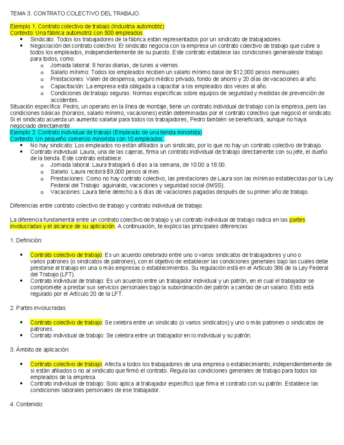 TEMA 3: Contrato Colectivo y Contrato Individual en el Derecho Laboral ...