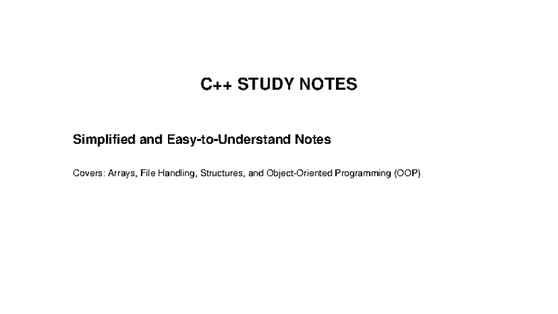 C++ Study Notes - C++ STUDY NOTES Simplified and Easy-to-Understand ...