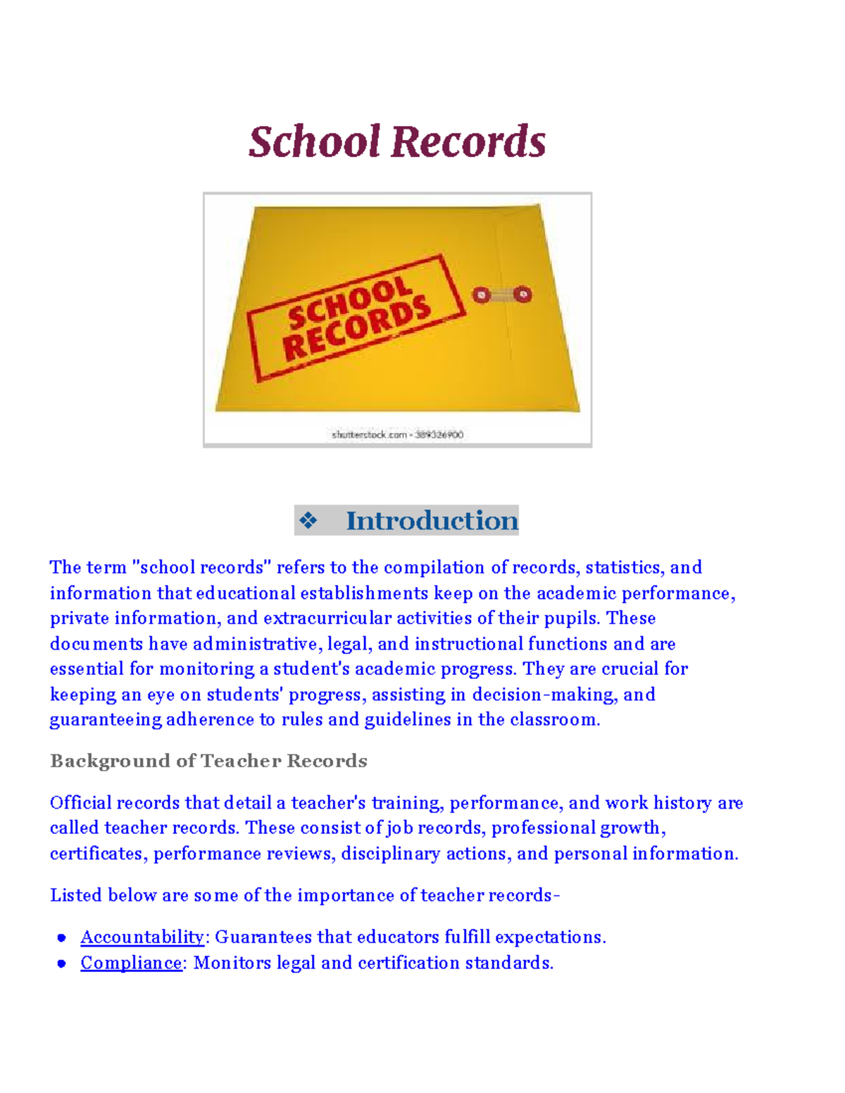 School Records Overview: Importance of Authentication & Tracking - Studocu