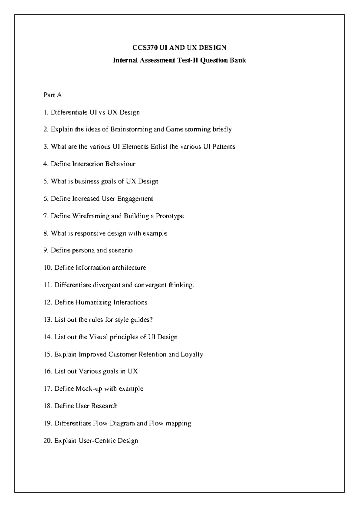 CCS370 UI and UX Design Internal Assessment Question Bank - Studocu