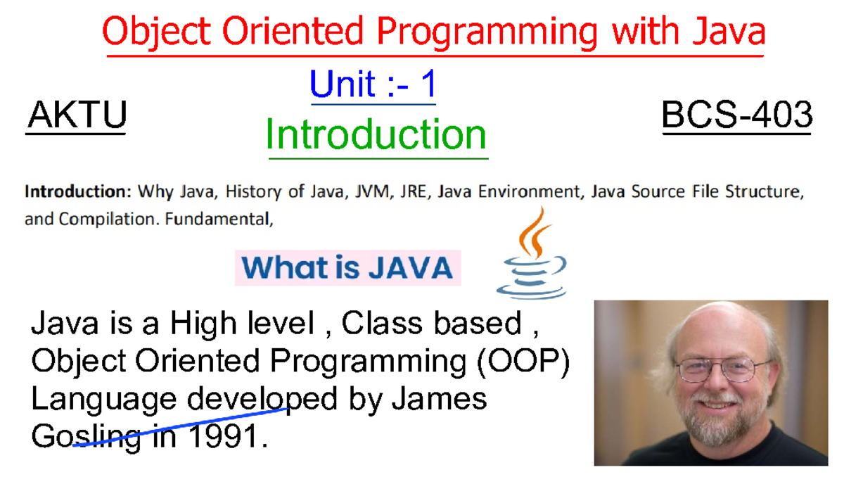 OOP with Java Unit 1: Introduction to Java Fundamentals - Studocu