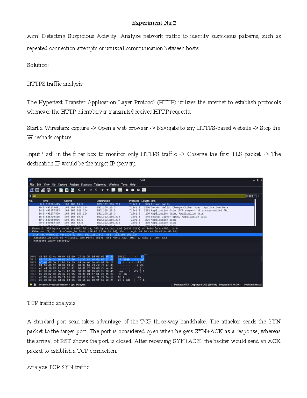 CS Lab Manual: Experiment 2 - Detecting Suspicious Activity - Studocu