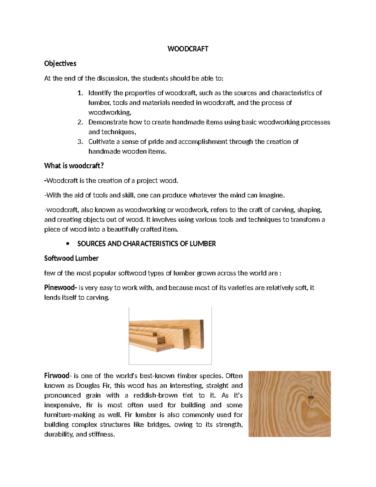 Woodcraft 1: Understanding Wood Properties, Tools, and Techniques - Studocu