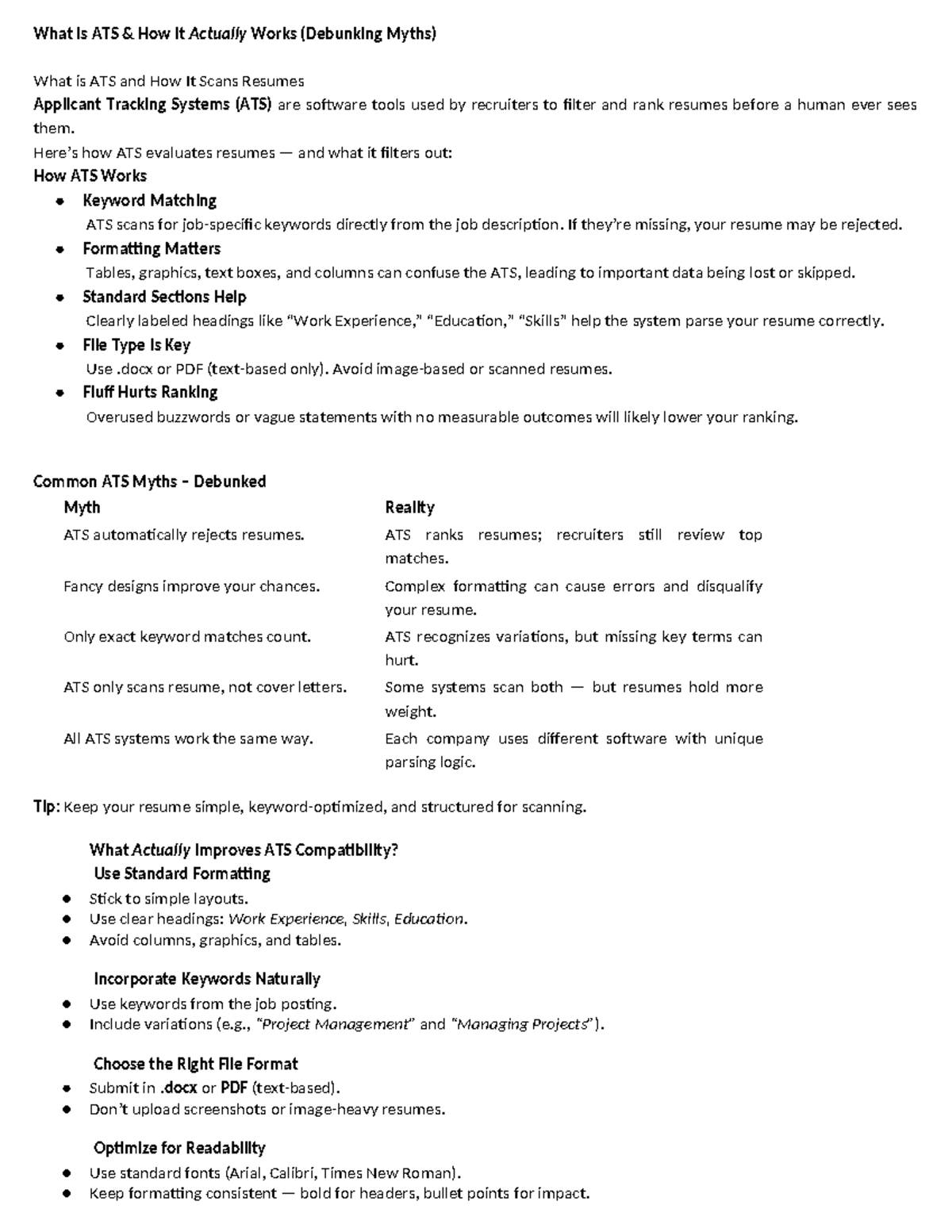 All About ATS: Understanding Applicant Tracking Systems (ASWWD) - Studocu