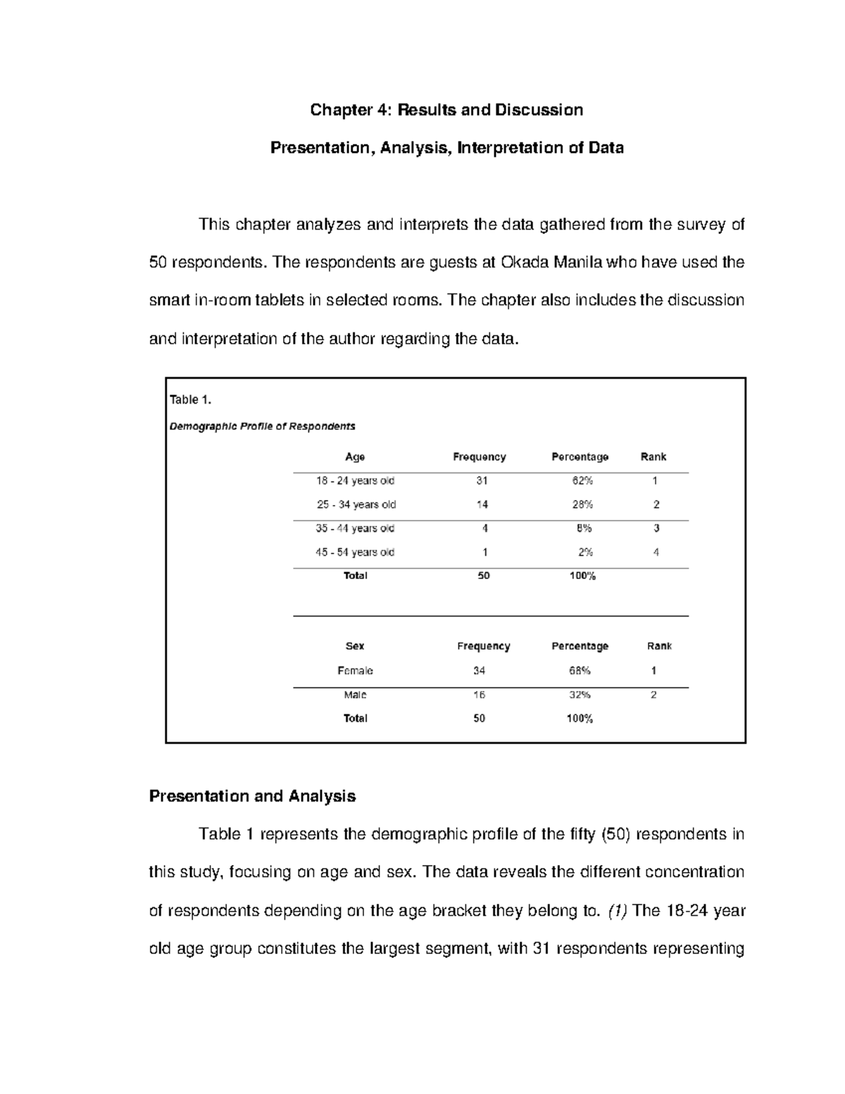 Chapter 4 Results and Discussion Samonte et al - Chapter 4: Results and ...