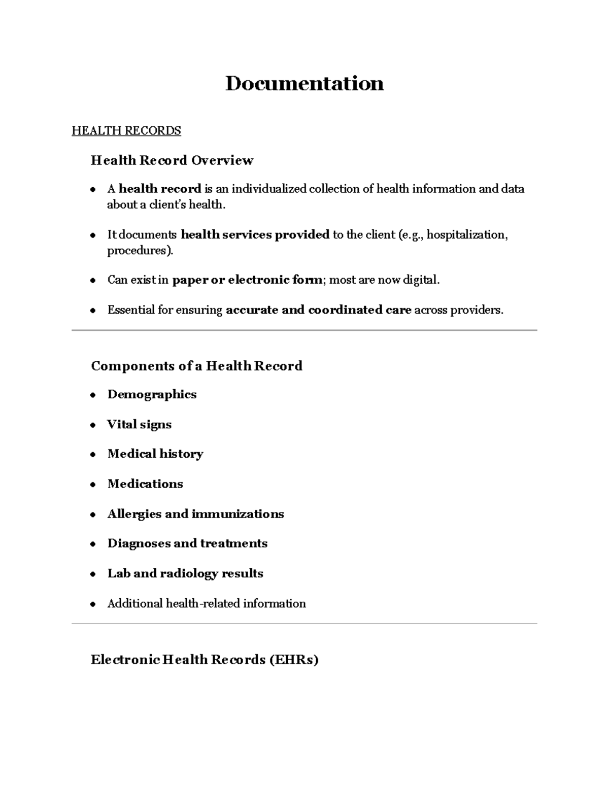 HEALTH 101: Overview of Health Records Documentation Guidelines - Studocu