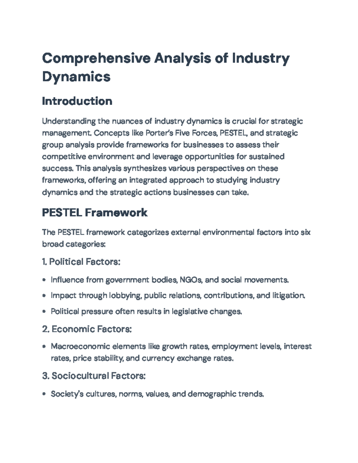 Comprehensive Industry Dynamics: Porter's Five Forces & PESTEL Analysis ...