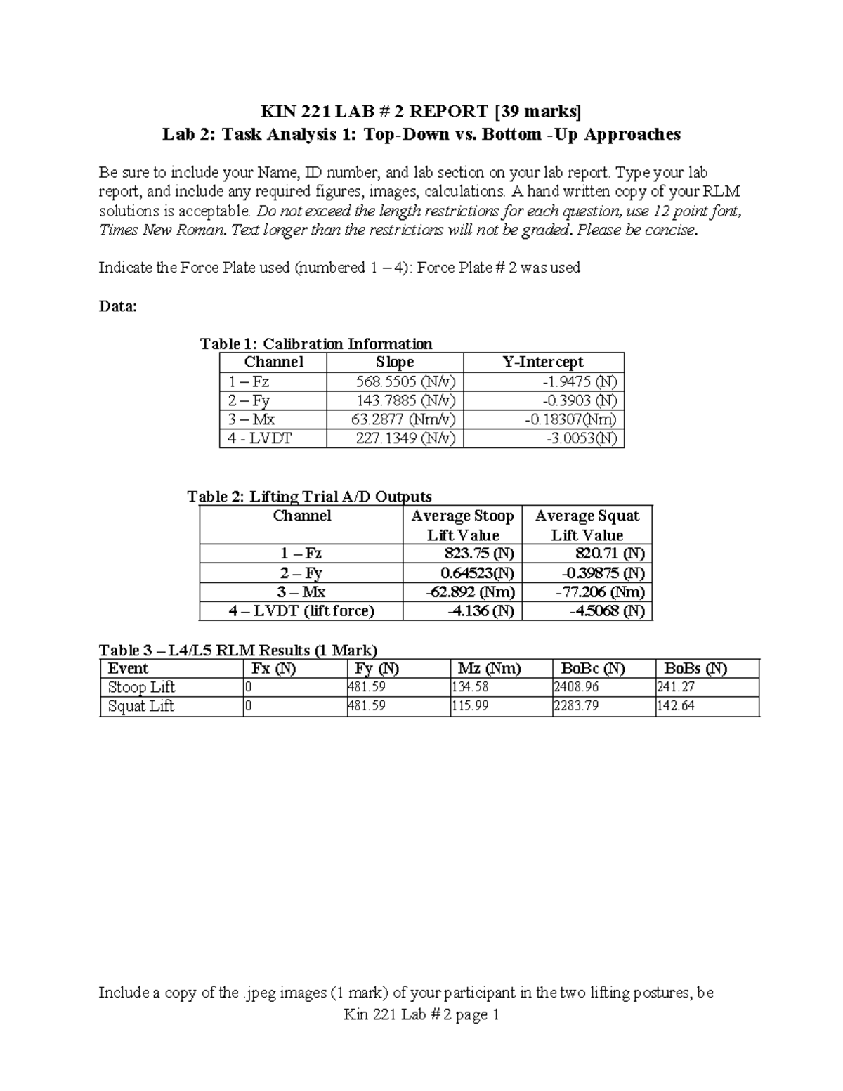 KIN 221 LAB - practice - KIN 221 LAB # 2 REPORT [39 marks] Lab 2: Task ...
