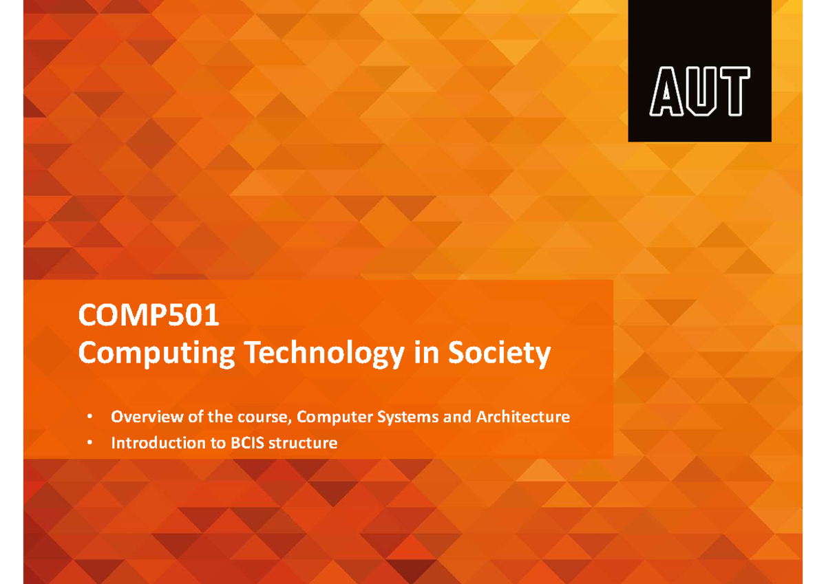 COMP501 Overview of Computer Systems & Architecture in BCIS - Studocu