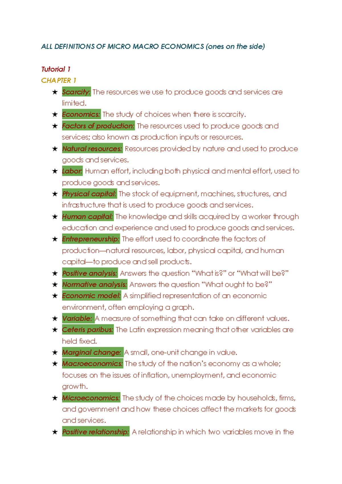 ALL Definitions OF Micro Macro Economics (1) - ALL DEFINITIONS OF MICRO ...