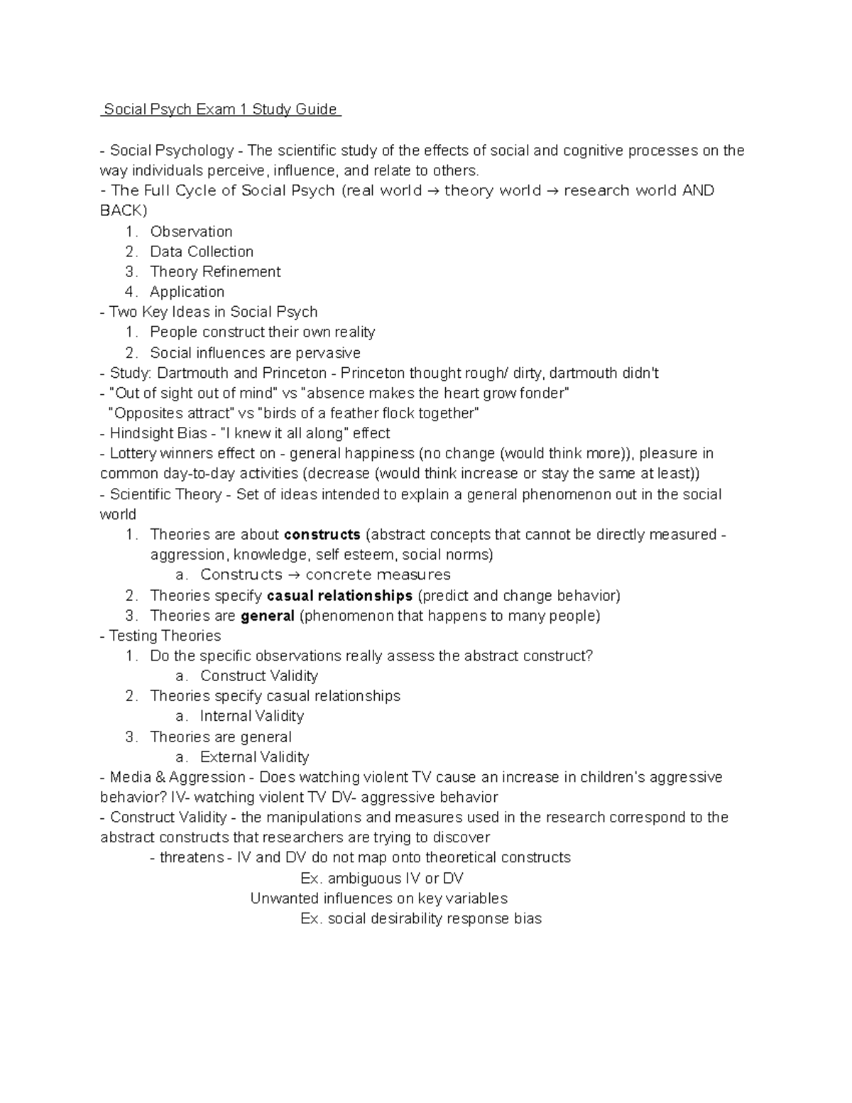 Social Psychology Exam 1: Comprehensive Study Guide - Studocu