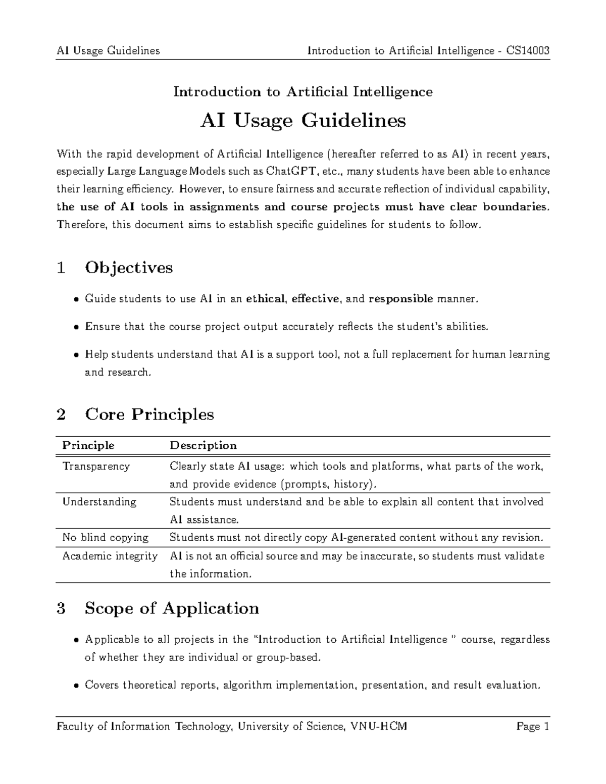 AI Usage Guidelines for CS14003: Ethical Use of AI in Assignments - Studocu