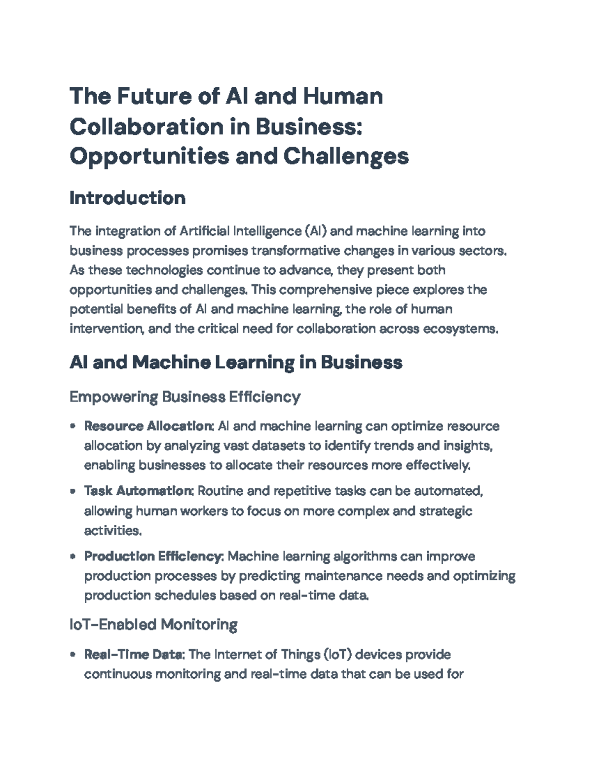 The Future of AI & Human Collaboration in Business: Opportunities ...