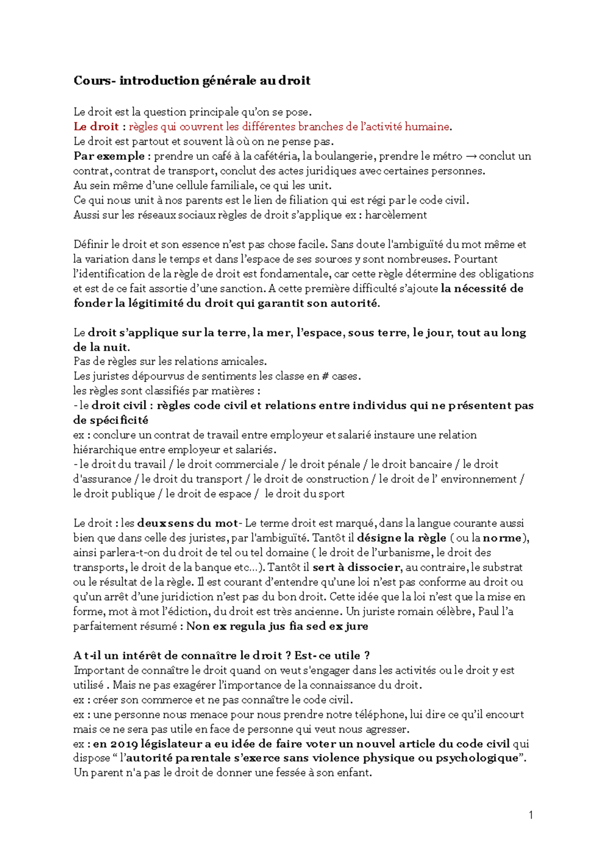 Cours d'introduction au droit : Concepts et enjeux fondamentaux - Studocu