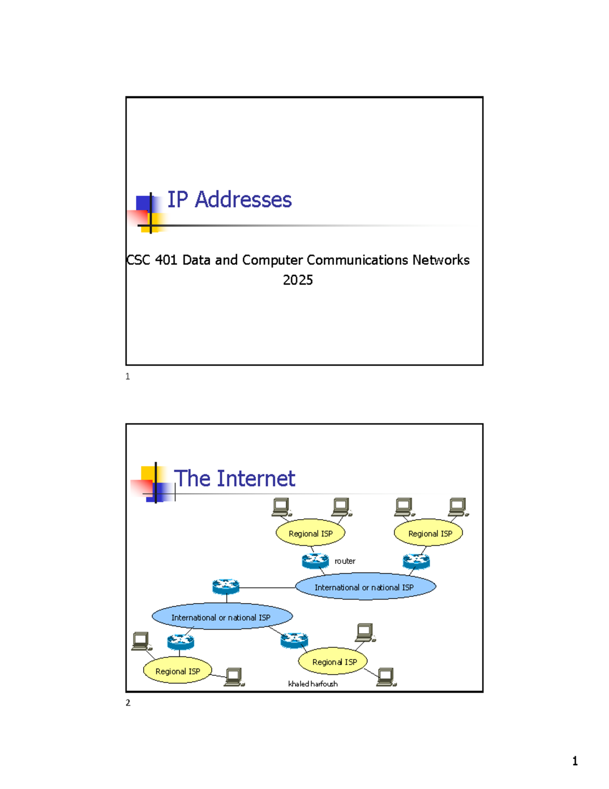 Classful and Classless Addressing in IP Networks - CSC 401 Lecture ...