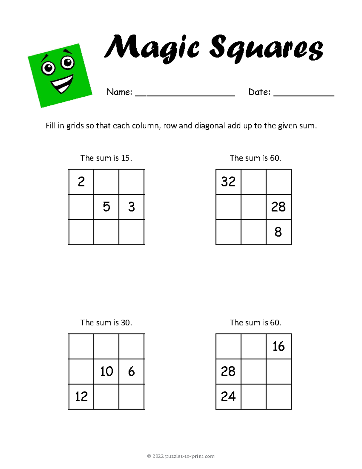 Magic Squares & Vocabulary Word Search Activities (2022) - Studocu