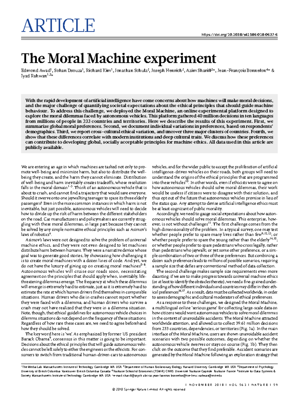 The Moral Machine Experiment: Ethical Dilemmas in AI - Studeersnel