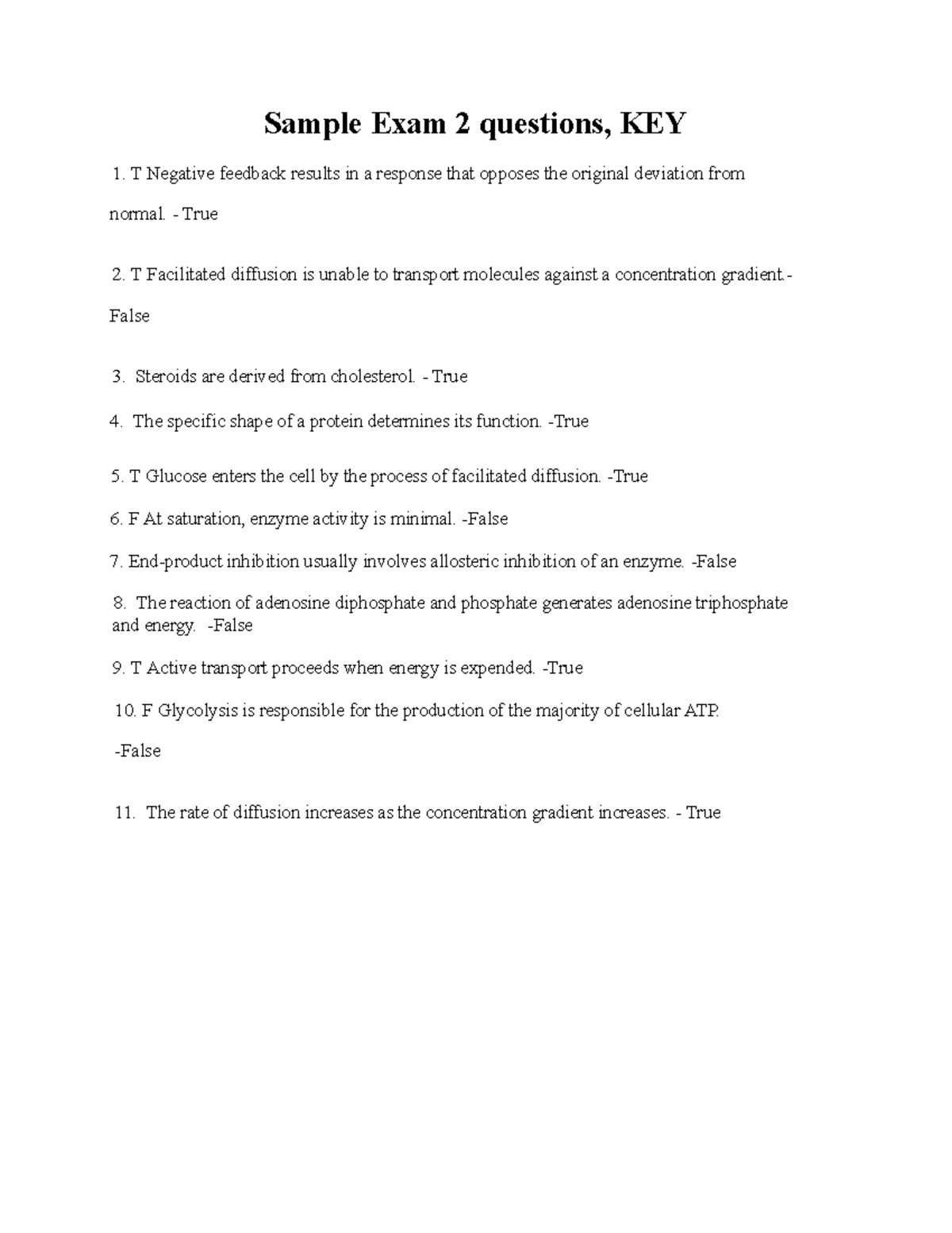 Sample Exam 2 Questions & Answers for BIO 101 - Studocu
