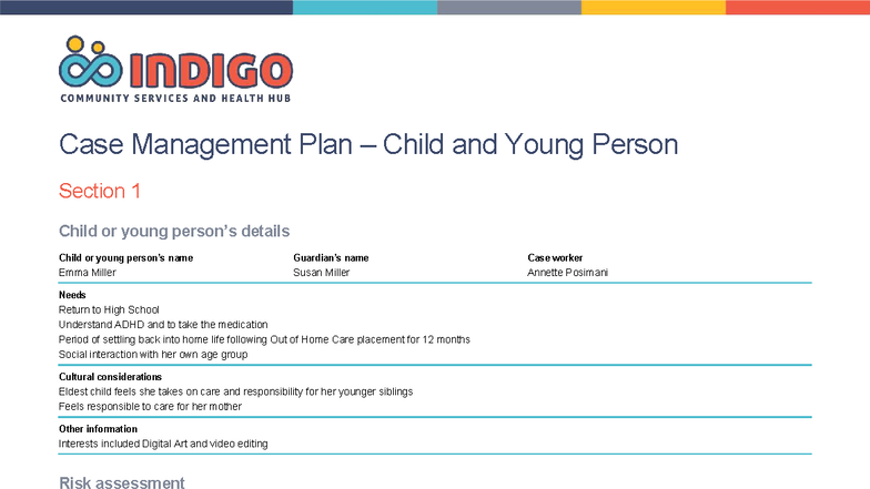 Case Management Plan for Emma M. - Child & Young Person Section 1 - Studocu