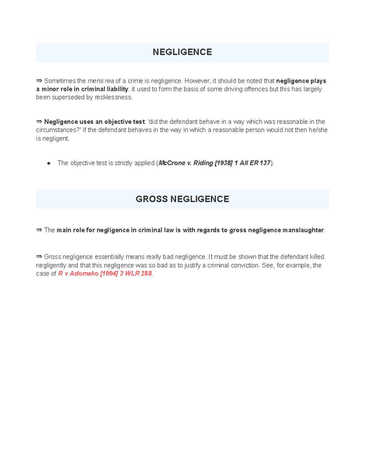 Negligence and Gross Negligence in Criminal Law: Key Cases Explained ...