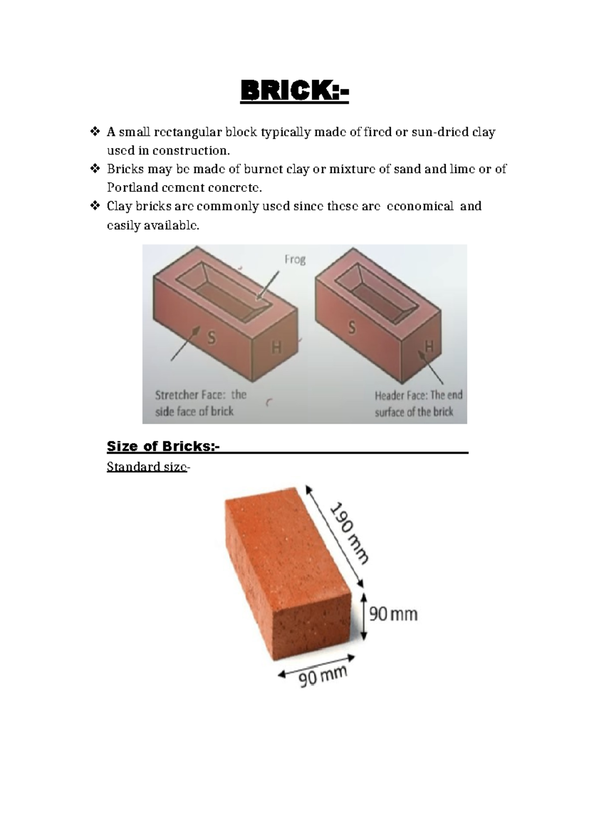 BRI101: Comprehensive Guide to Bricks and Their Classifications - Studocu