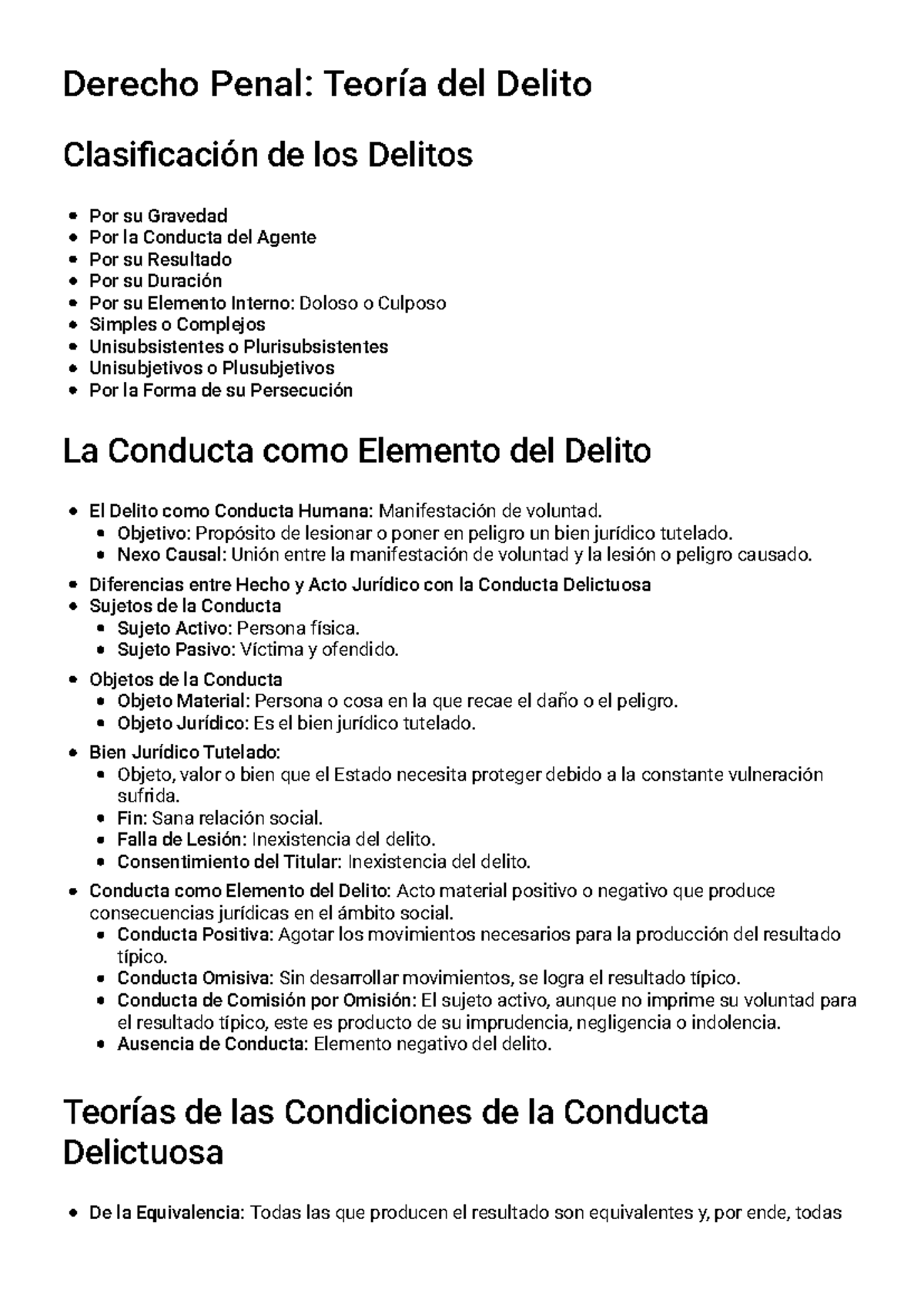 Derecho Penal: Teoría del Delito y Clasificación de Delitos - Studocu