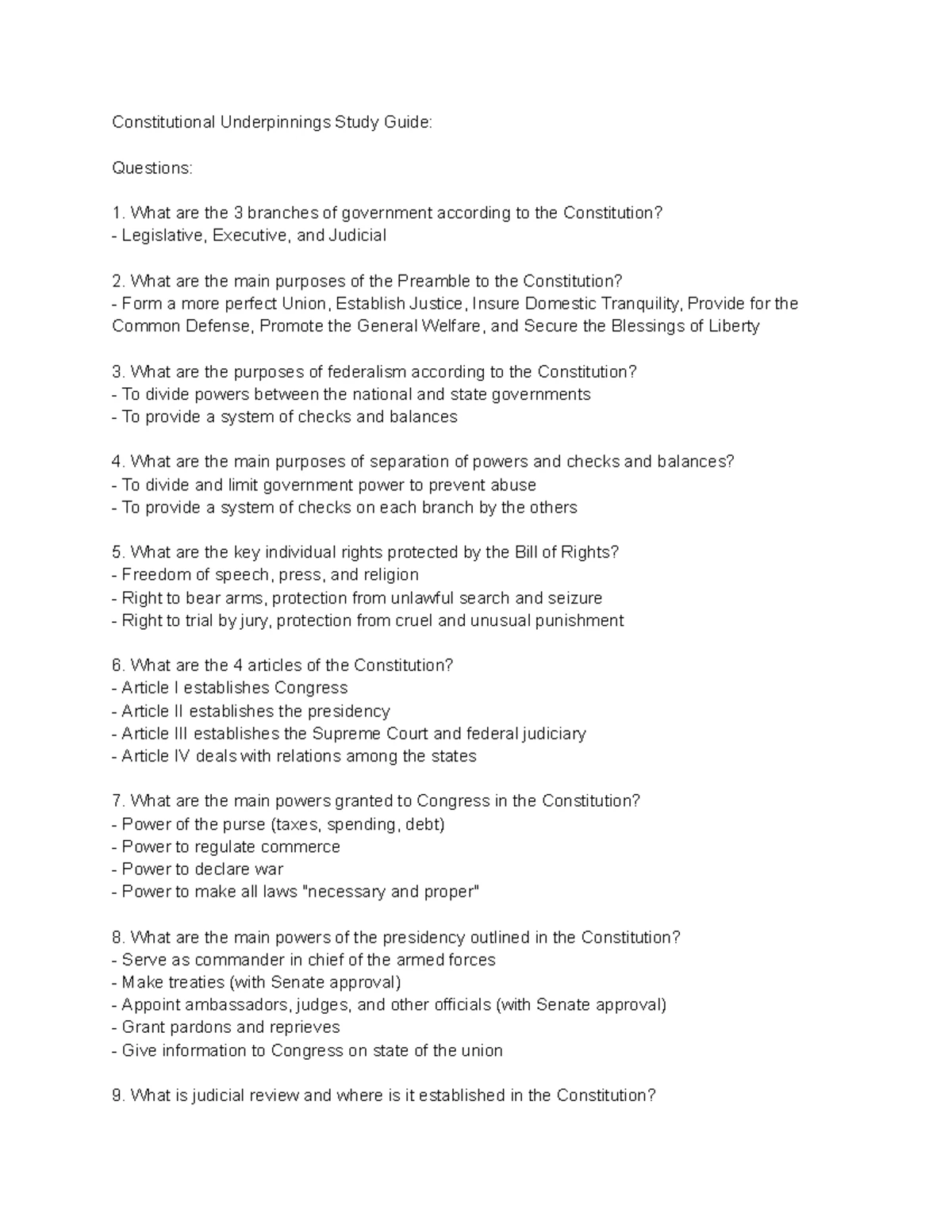 AP Gov 1 - Unit 1: Overview of Key Constitutional Clauses - Studocu