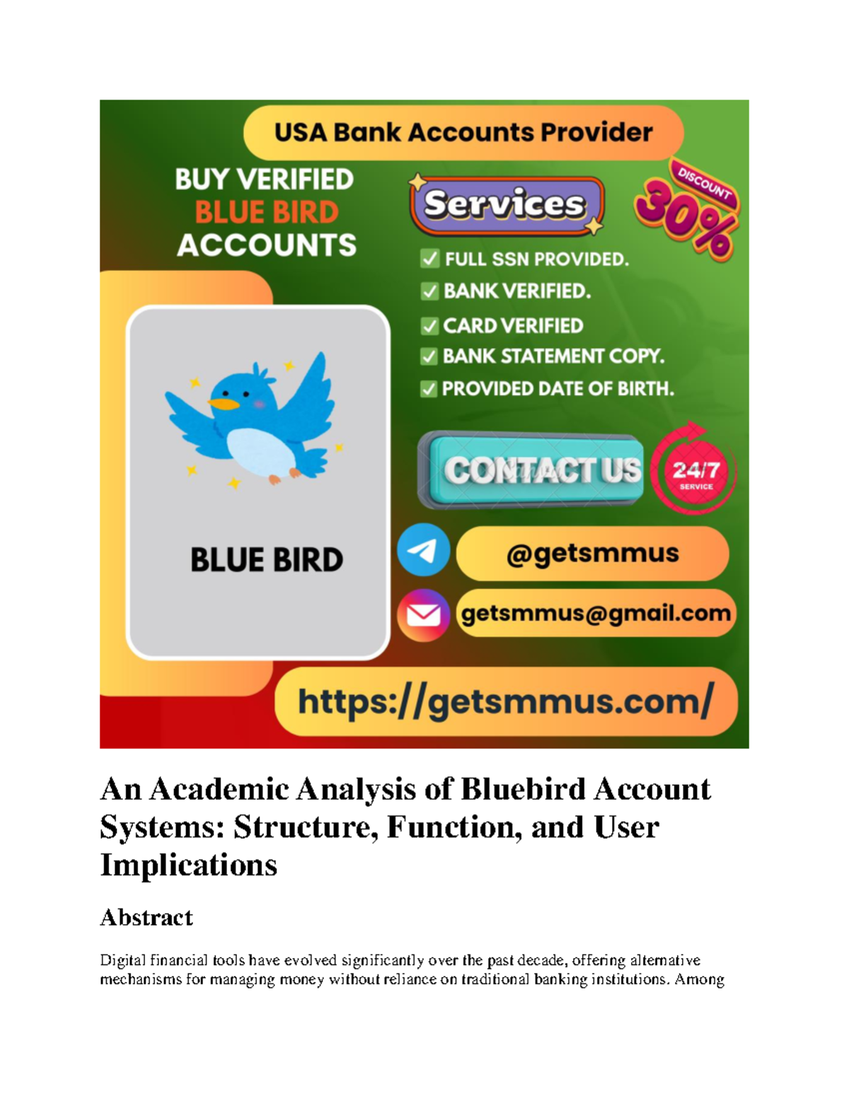 Academic Analysis of Bluebird Account Systems: Structure & Function ...