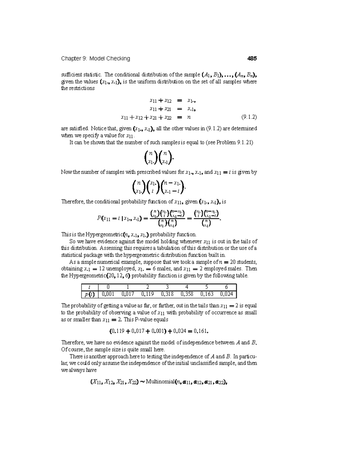 Chapter 9: Model Checking & Hypergeometric Distribution Analysis - Studocu