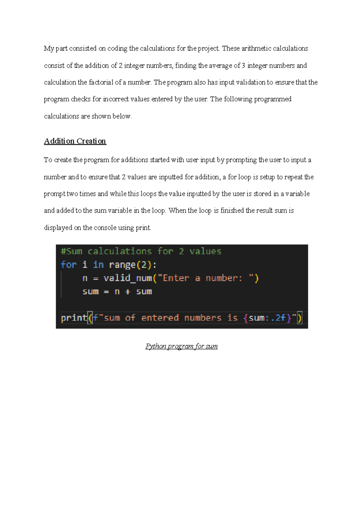 Python Project: Arithmetic Calculations & Input Validation - Studocu