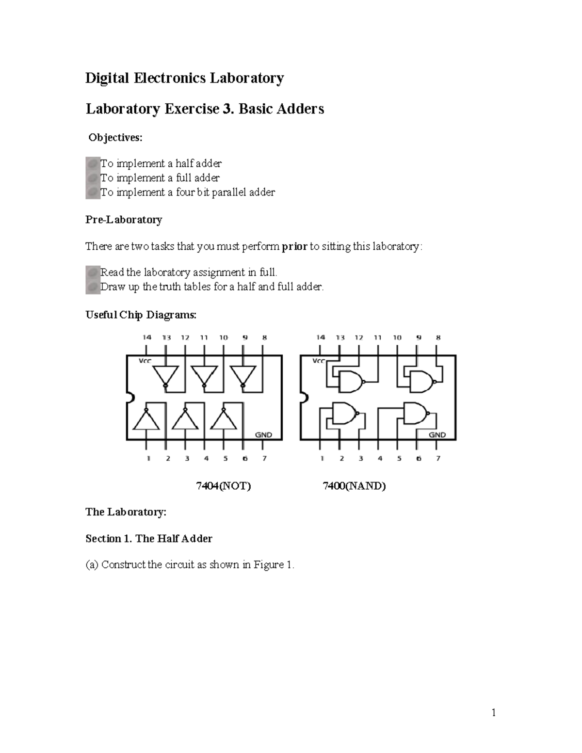 Digital Electronics Lab 3: Basic Adders Exercise - Studocu