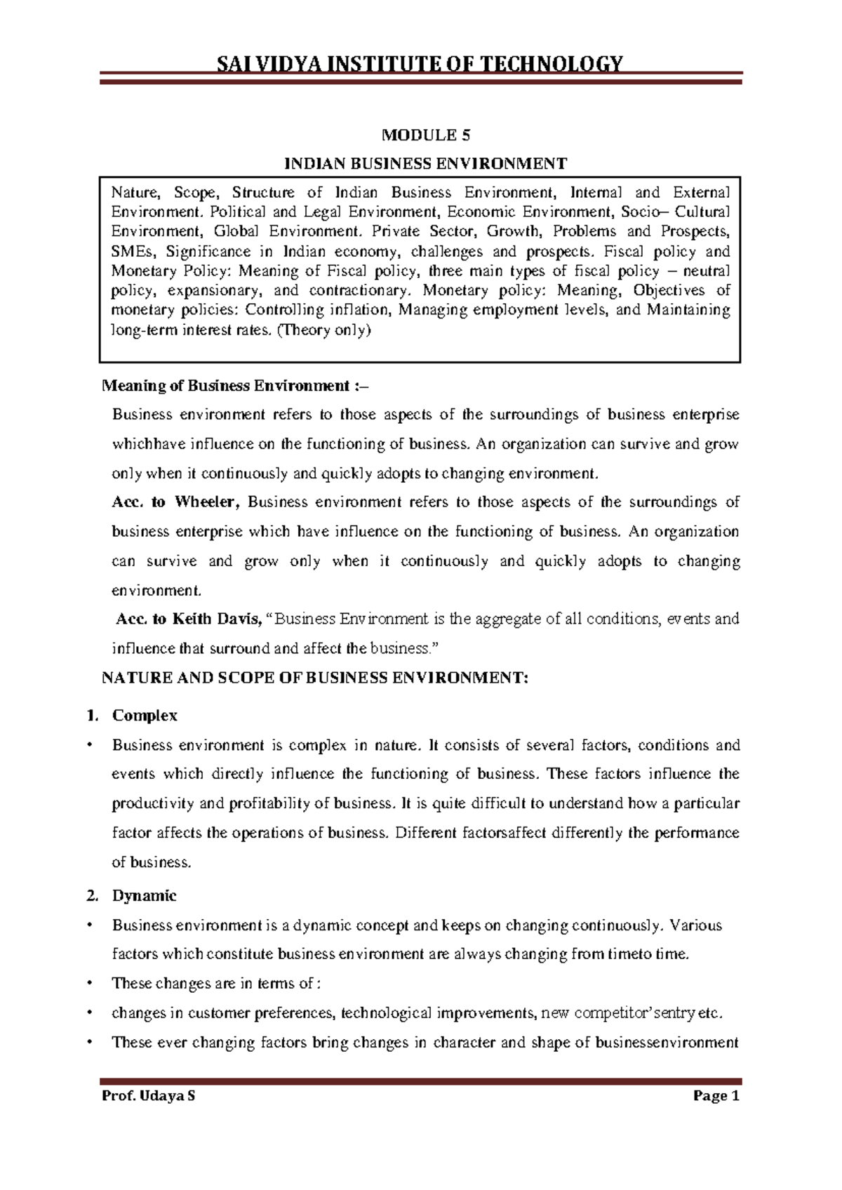 Final Exam Review Notes for Course XYZ-101 - MODULE 5 INDIAN BUSINESS ...