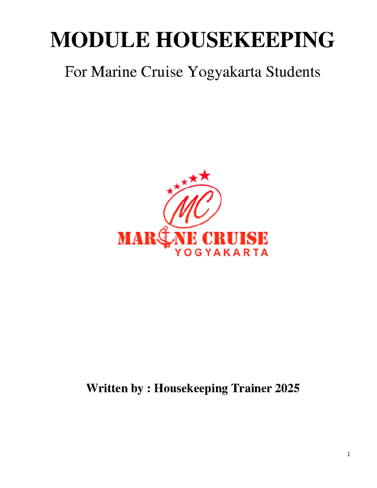 Housekeeping Module for Marine Cruise Students (2025) - Studocu