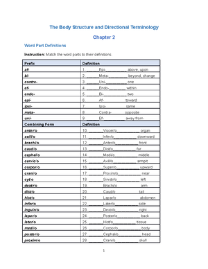 assignment 9 test yourself medical terminology